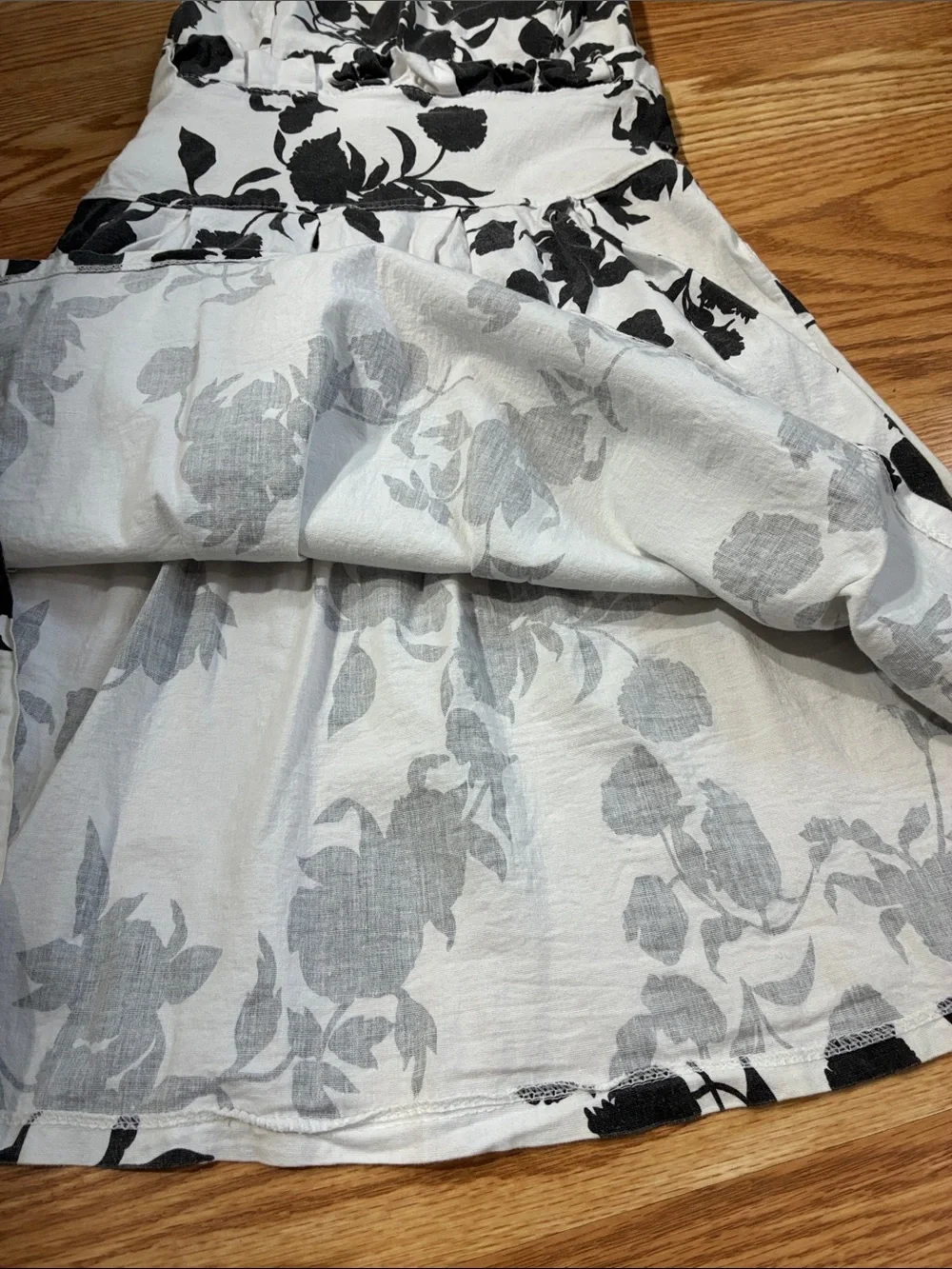 BOGO FREE Black & White Floral Mini Dress With Flare Skirt- 100% Cotton- Size-XS